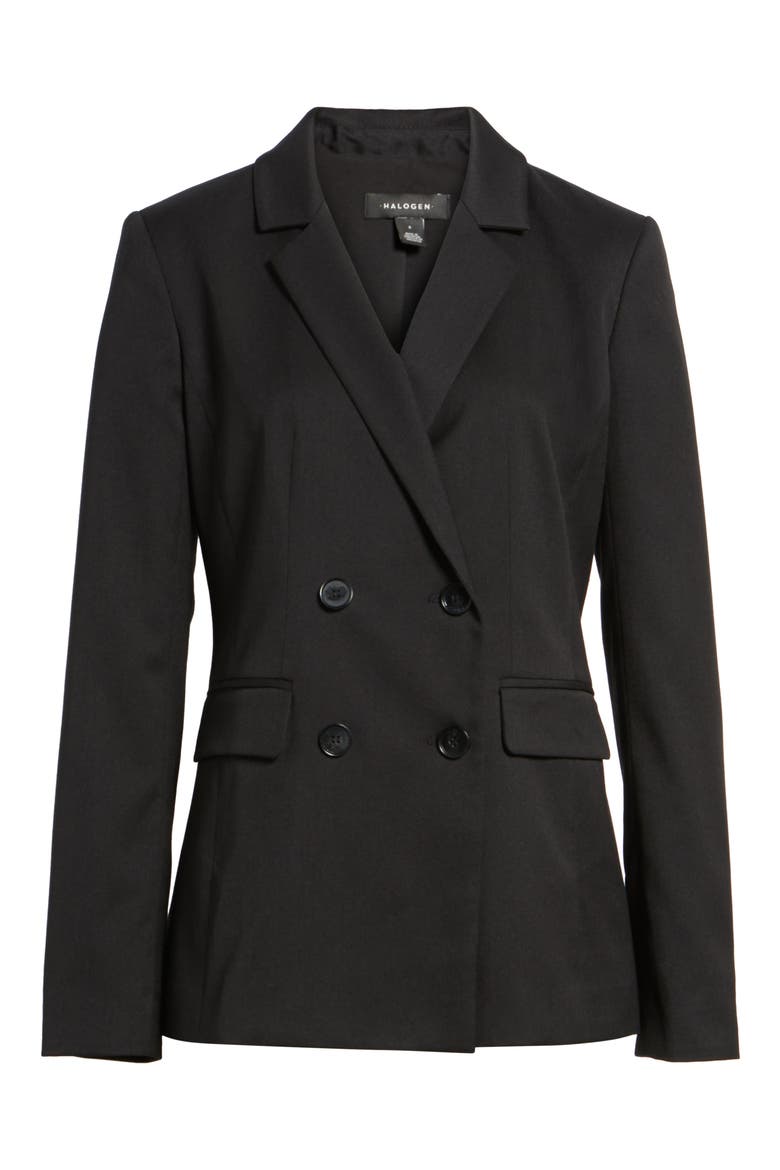 Double Breasted Stretch Blazer, Alternate, color, BLACK