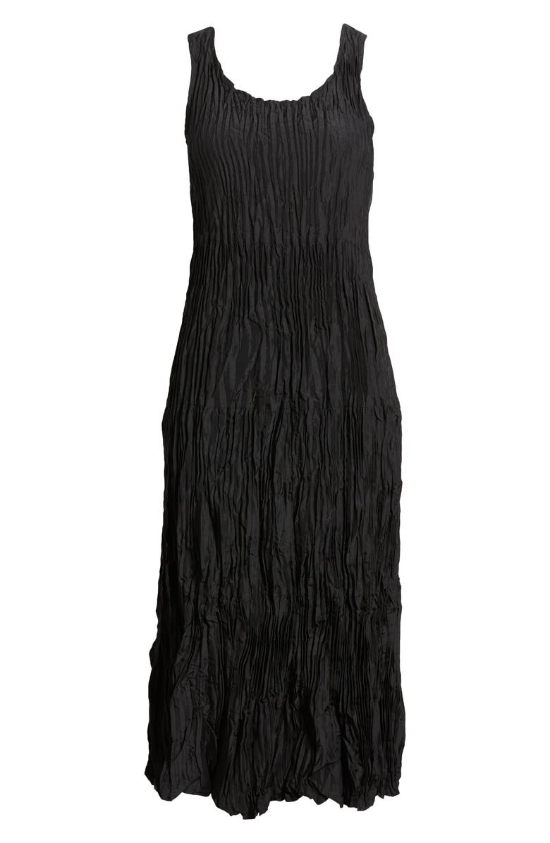 Eileen Fisher Tiered Pleated Silk Midi Dress, Alternate, color, 