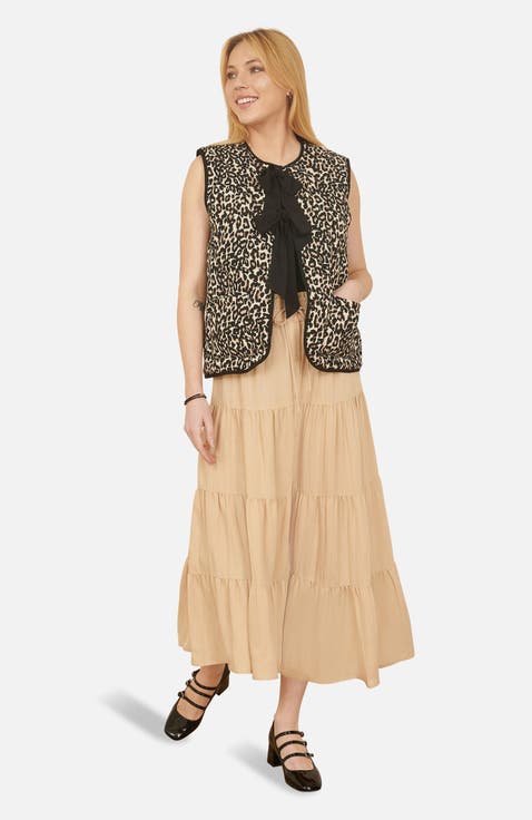 Sleeveless Bow-Tie Leopard Waistcoat