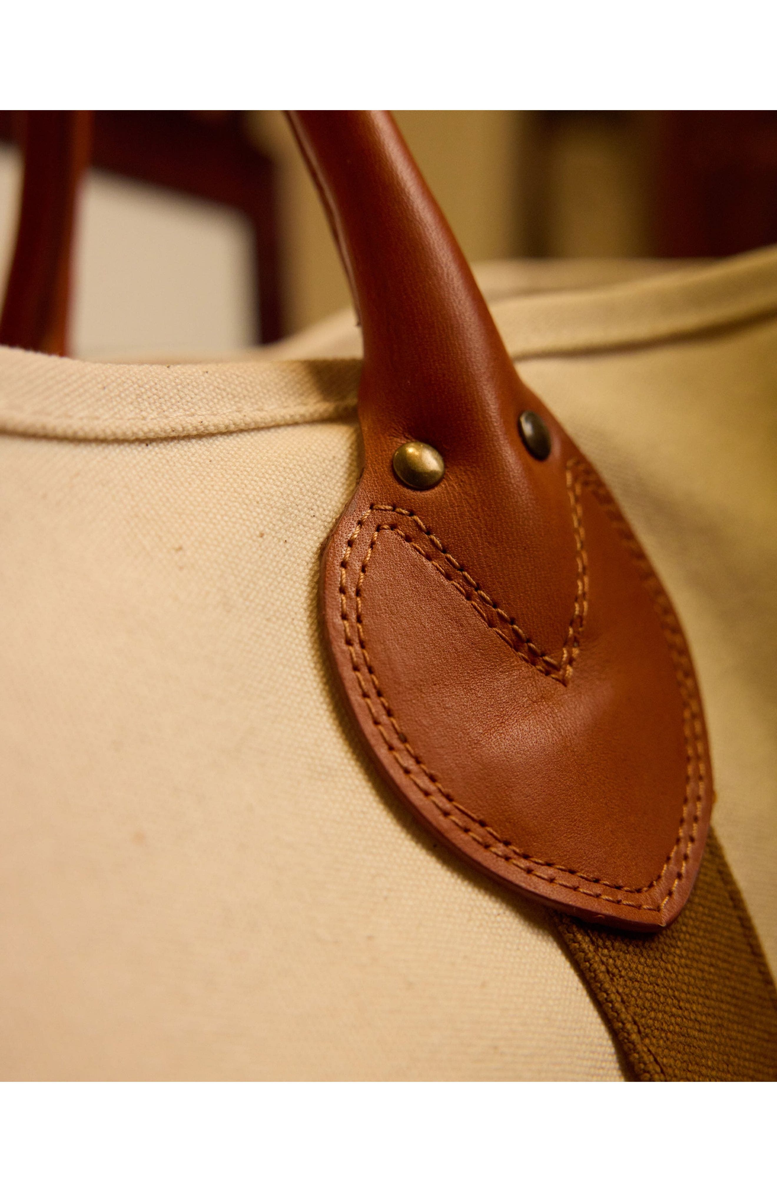 Fortela Port Canvas Bag with Leather Handles, Alternate, color, Off White