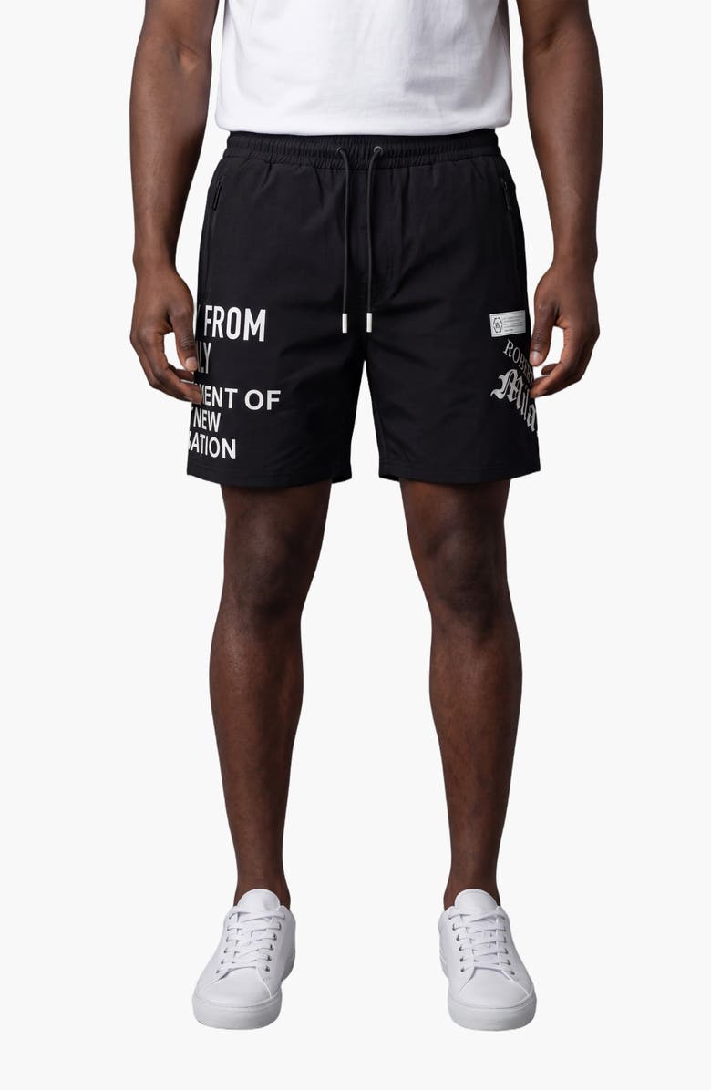 Roberto Vino All Over Swim Trunks, Main, color, Black
