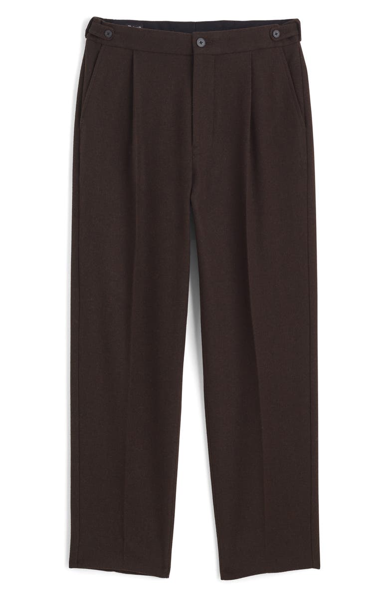 Madewell Officer Pleated Straight Leg Wool Blend Pants, Alternate, color, Chocolate