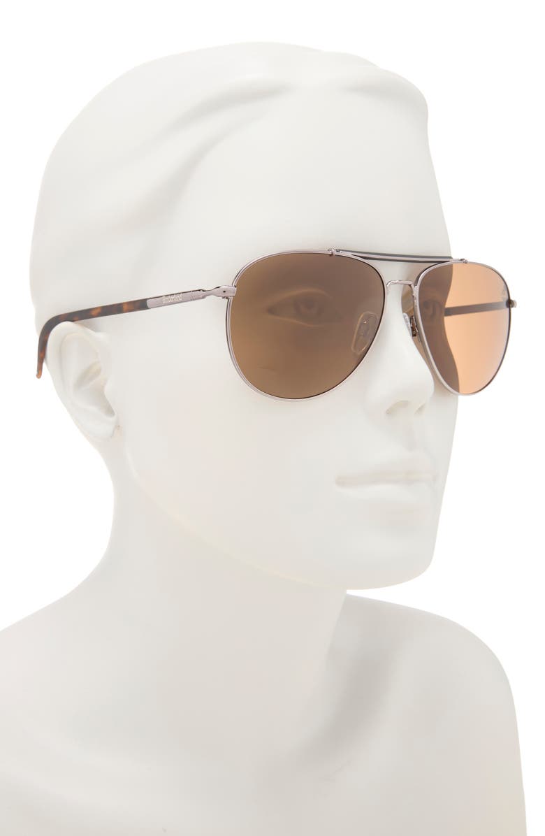Timberland 59mm Pilot Sunglasses, Alternate, color, Gunmetal / Brown Polarized