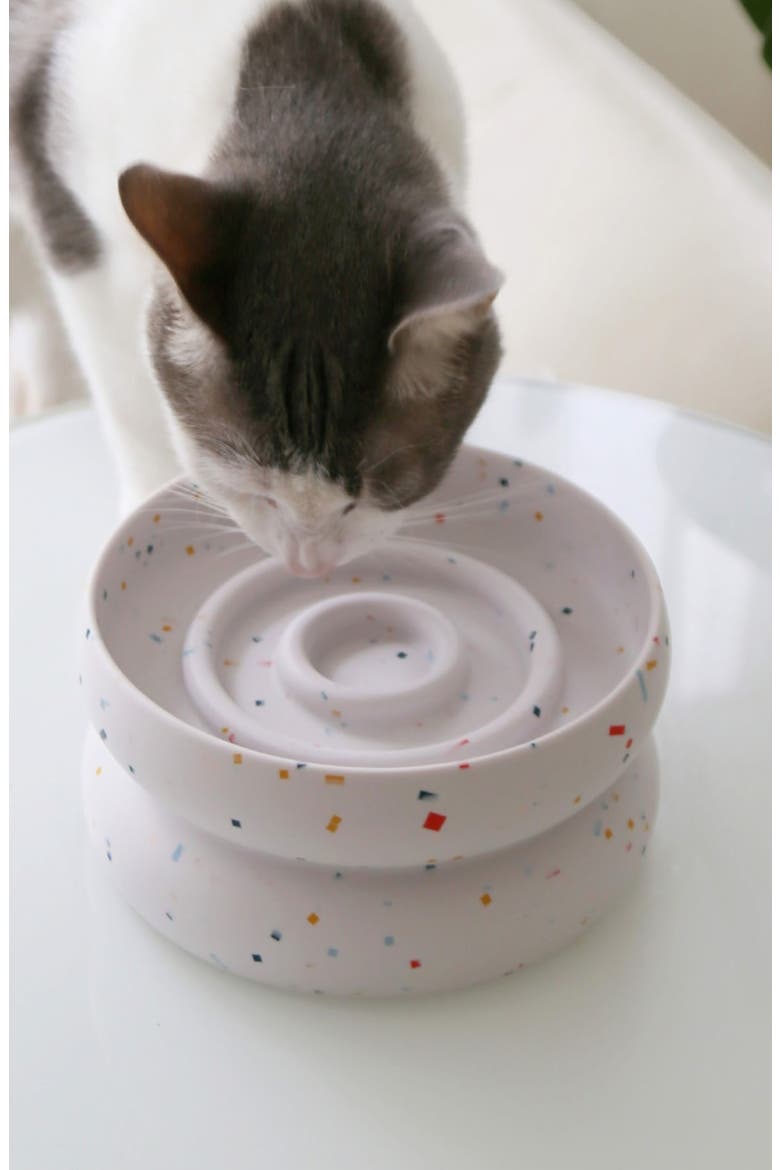 Halo Tempo Slow Feeder Pet Bowl, Alternate, color, WHITE SPECKLED