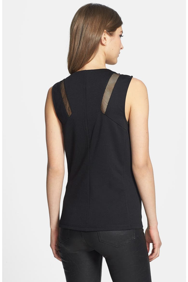 Mesh Inset Ponte Tank, Alternate, color, BLACK