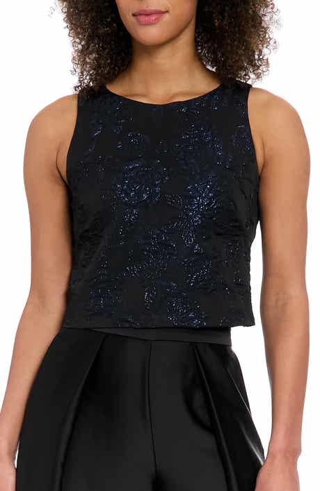 Muse Floral Sleeveless Jacquard Crop Top