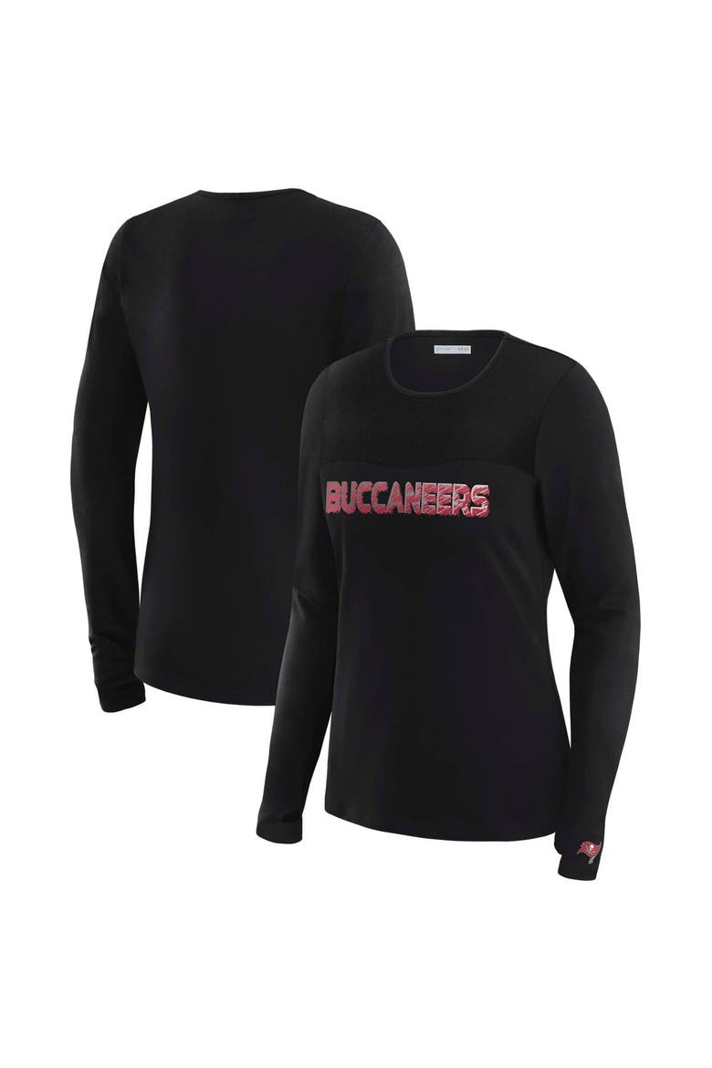 Women's WEAR by Erin Andrews x Gracie Hunt Black Tampa Bay Buccaneers Mesh Panel Long Sleeve T-Shirt, Main, color, Black