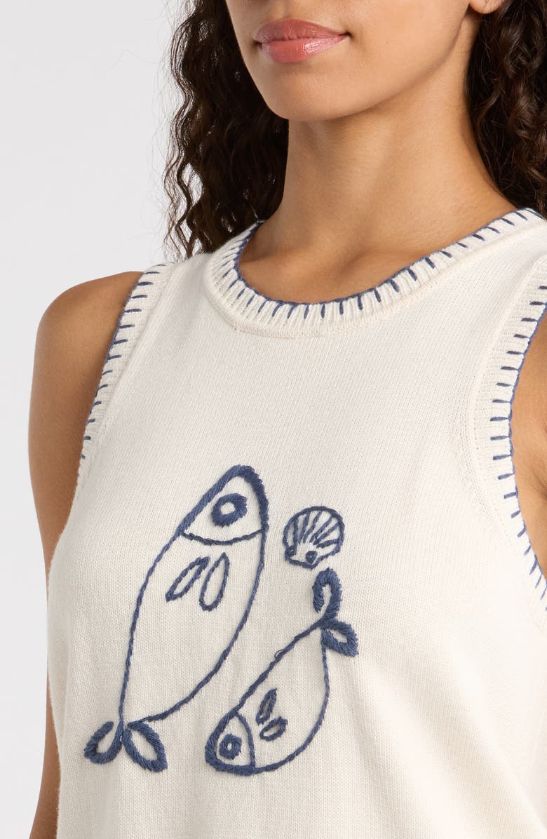 Marine Layer Marisol Whipstitch Cotton Sweater Tank, Alternate, color, Pescare