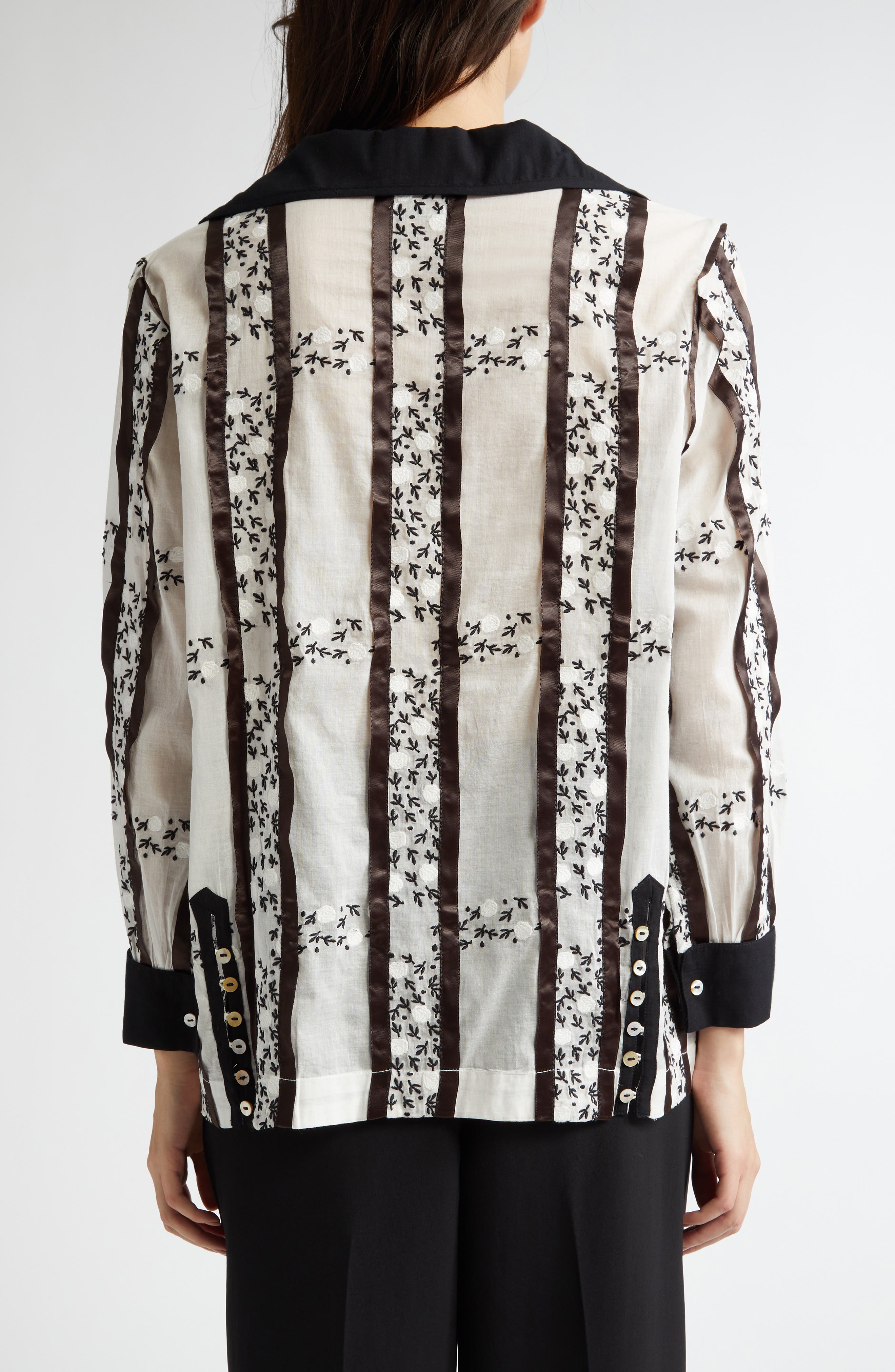 Lattice Sprig Embroidered Cotton Top - image 2