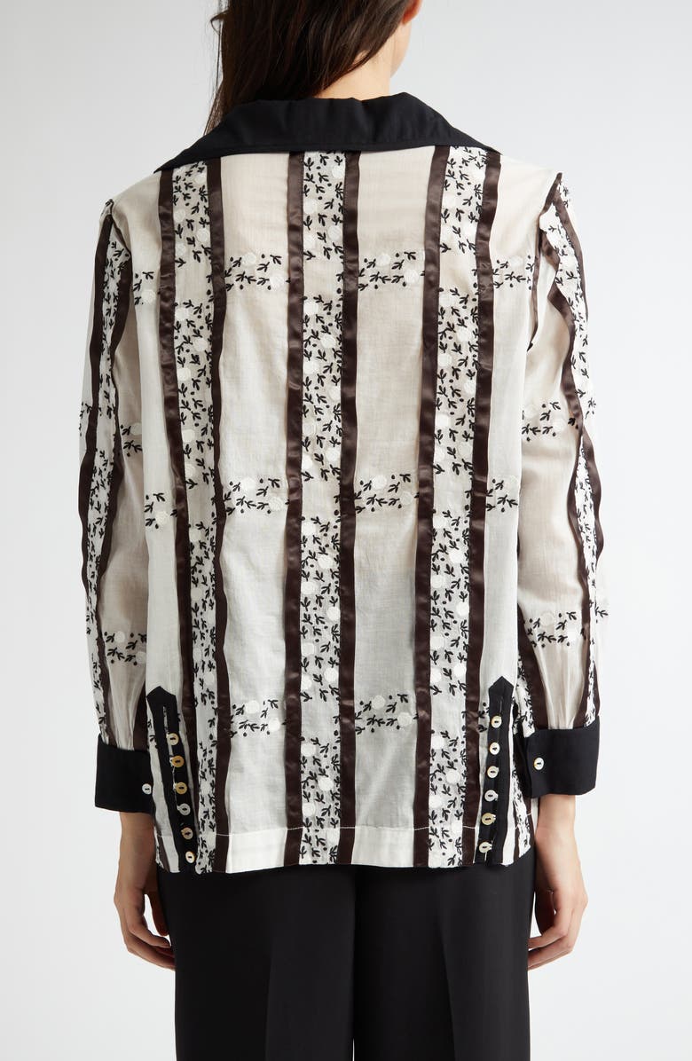 Bode Lattice Sprig Embroidered Cotton Top, Alternate, color, 