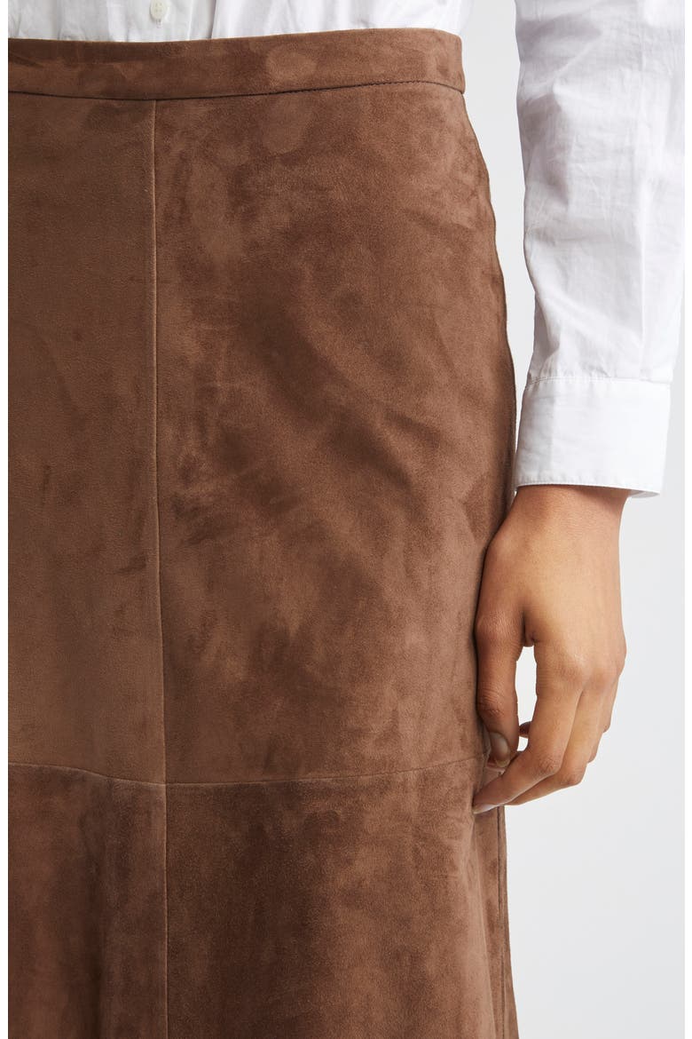 Cipria Lambskin Suede Skirt, Alternate, color, DARK BROWN