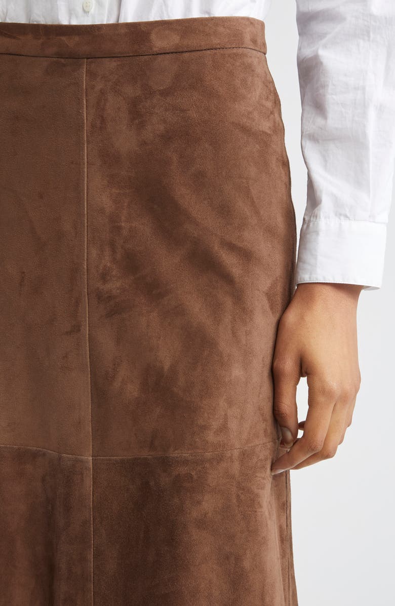 Max Mara Cipria Lambskin Suede Skirt, Alternate, color, Dark Brown