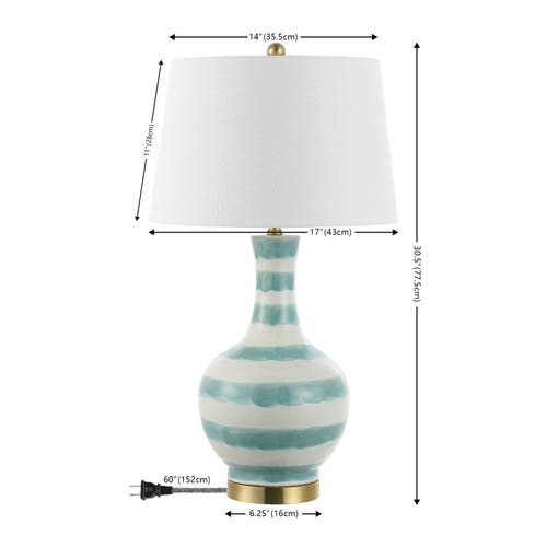 Jonathan Y Tucker 30.5" Ceramic/metal Led Table Lamp In Green/white