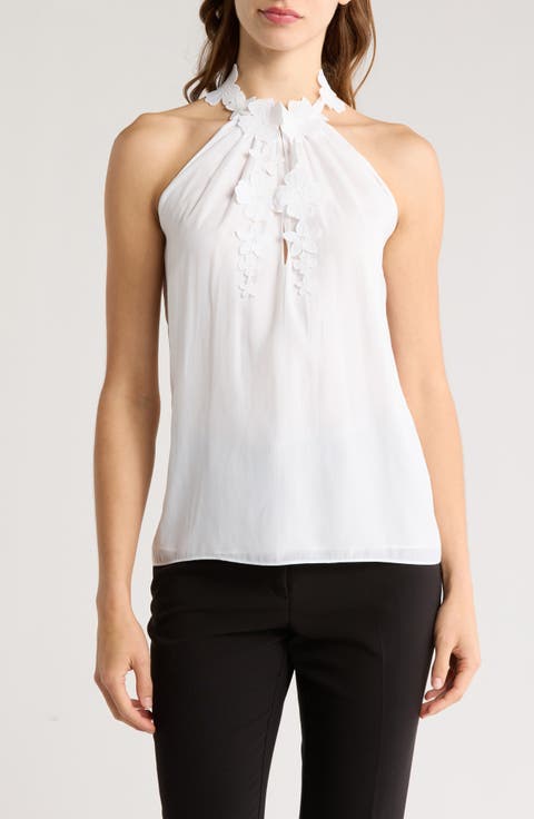 Floral Appliqué Sleeveless Top