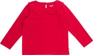 RuffleButts Knit Long Sleeve Ruffle Peter Pan Tee