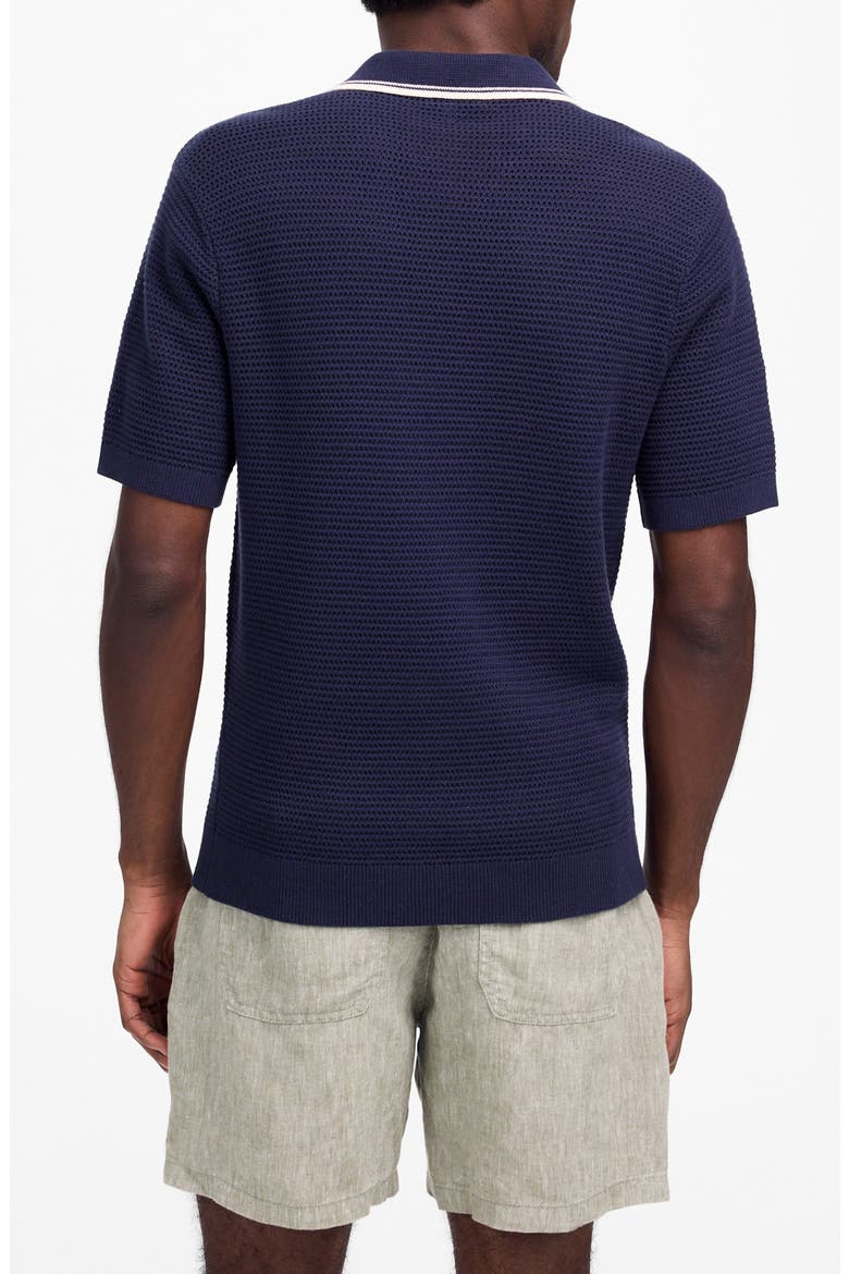 Contrast Stitch Johnny Collar Sweater Polo, Alternate, color, INK