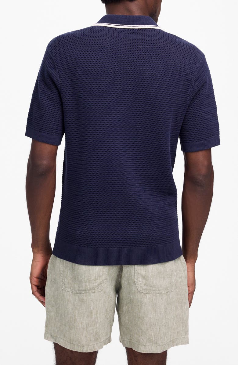 Madewell Contrast Stitch Johnny Collar Sweater Polo, Alternate, color, Ink