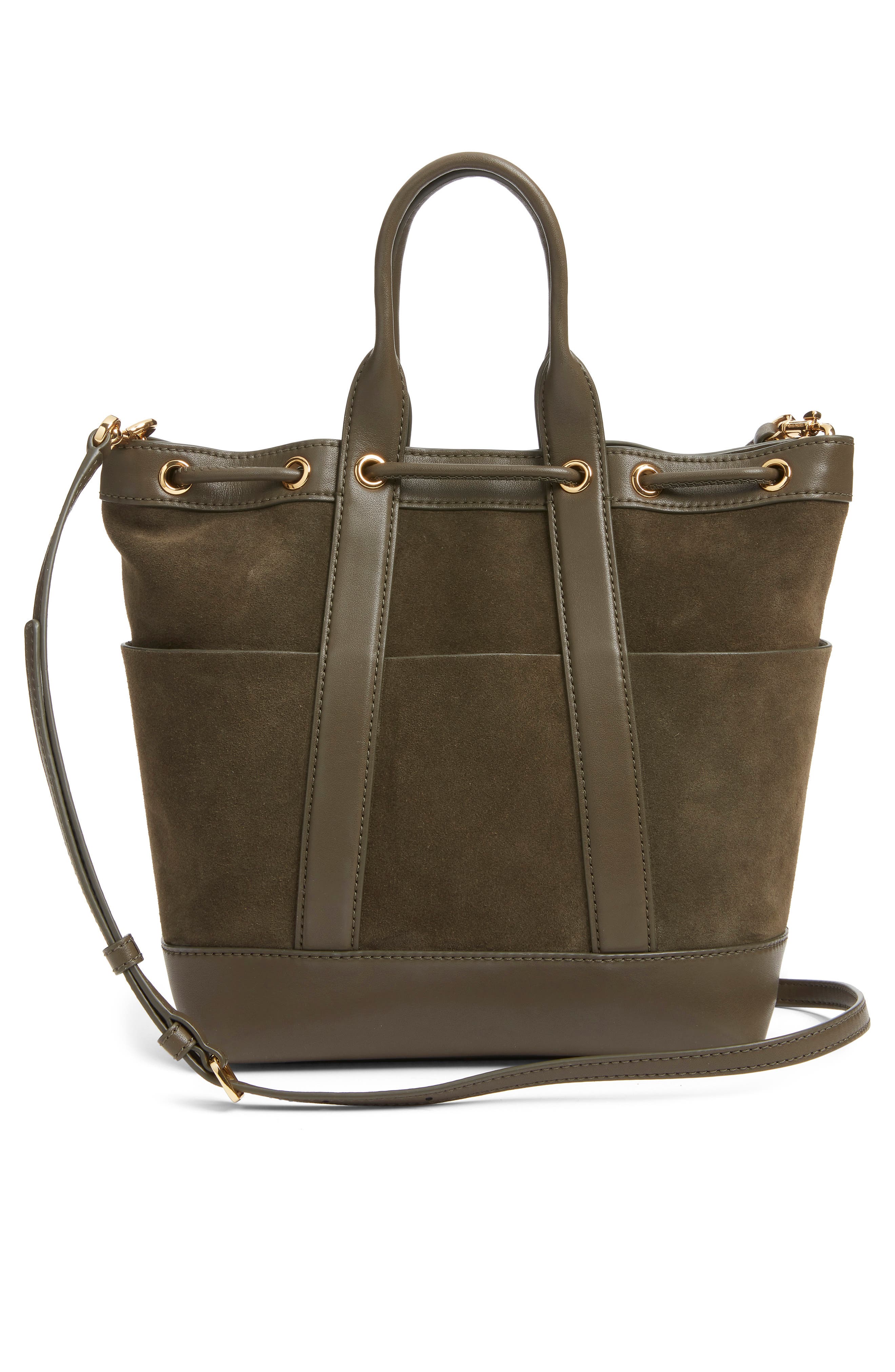 Goody Bag Suede & Leather Bucket Bag, Alternate, color, CYPRESS