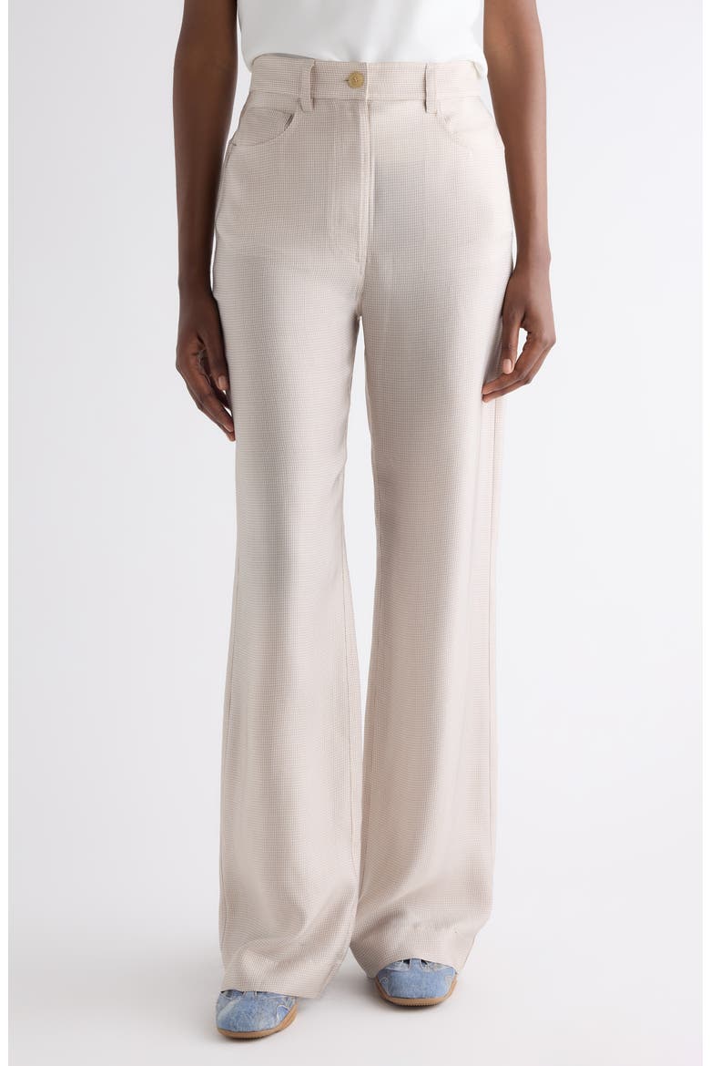 Casual Check Cupro Trousers, Main, color, BEIGE MULTI