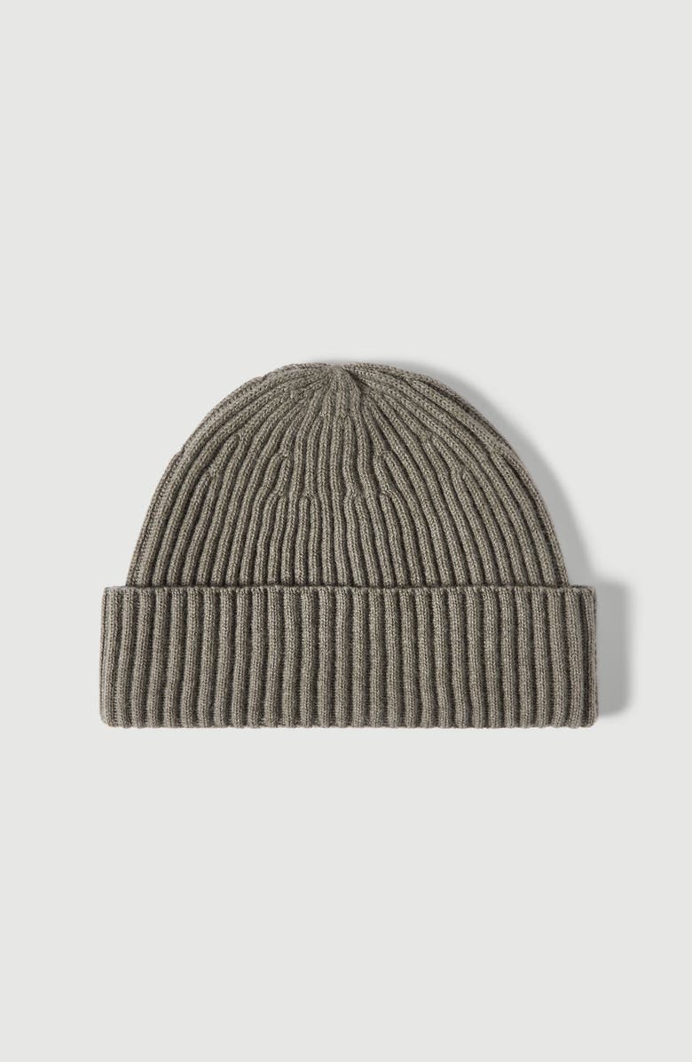 Brunello Cucinelli Cashmere English rib double knit beanie, Main, color, Military