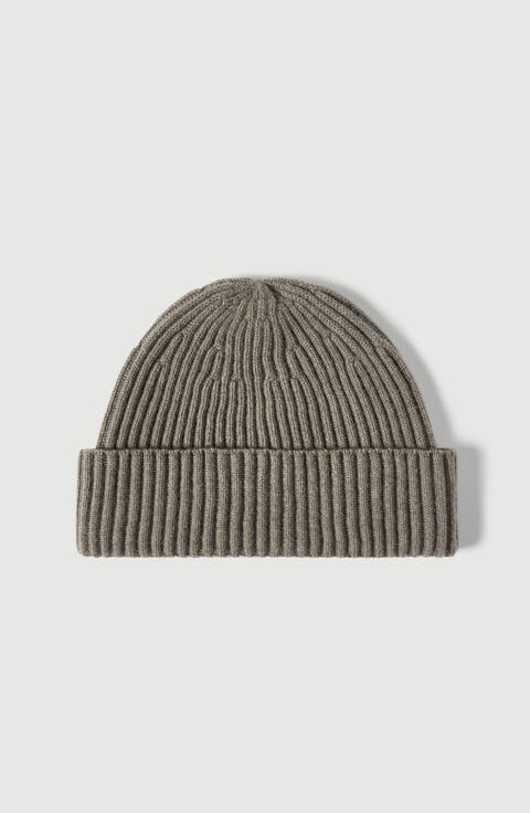 Cashmere English rib double knit beanie