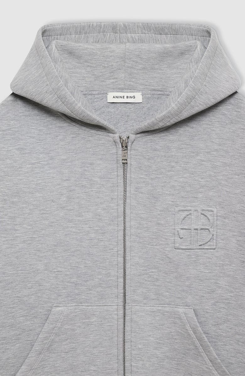 ANINE BING Bond Zip Up Hoodie with Framed Monogram, Alternate, color, 
