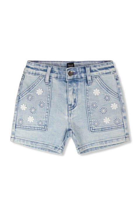 Embroidered Daisies Denim Shorts (Toddler, Little Kid & Big Kid)