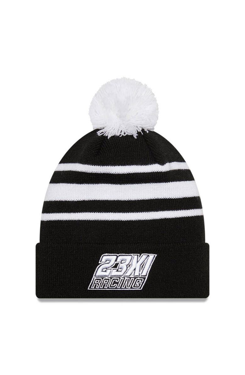 New Era Men's New Era Black/White Kurt Busch Knit Pom Cuff Beanie, Alternate, color, 