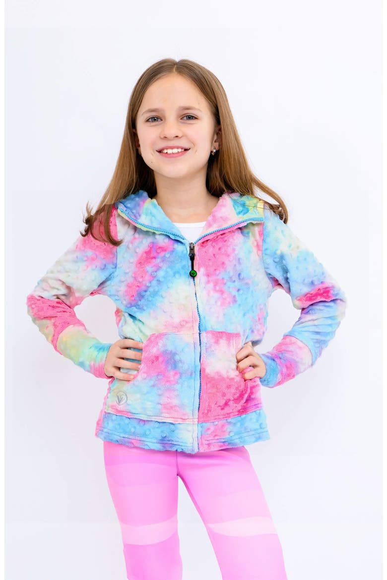 Minky Bubble Zip Hoodie, Main, color, Cotton Candy Tie Dye
