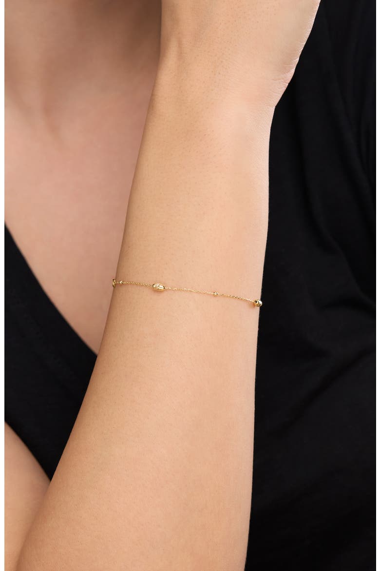 14K Yellow Gold Textured Station Chain Bracelet, Alternate, color, 14KY