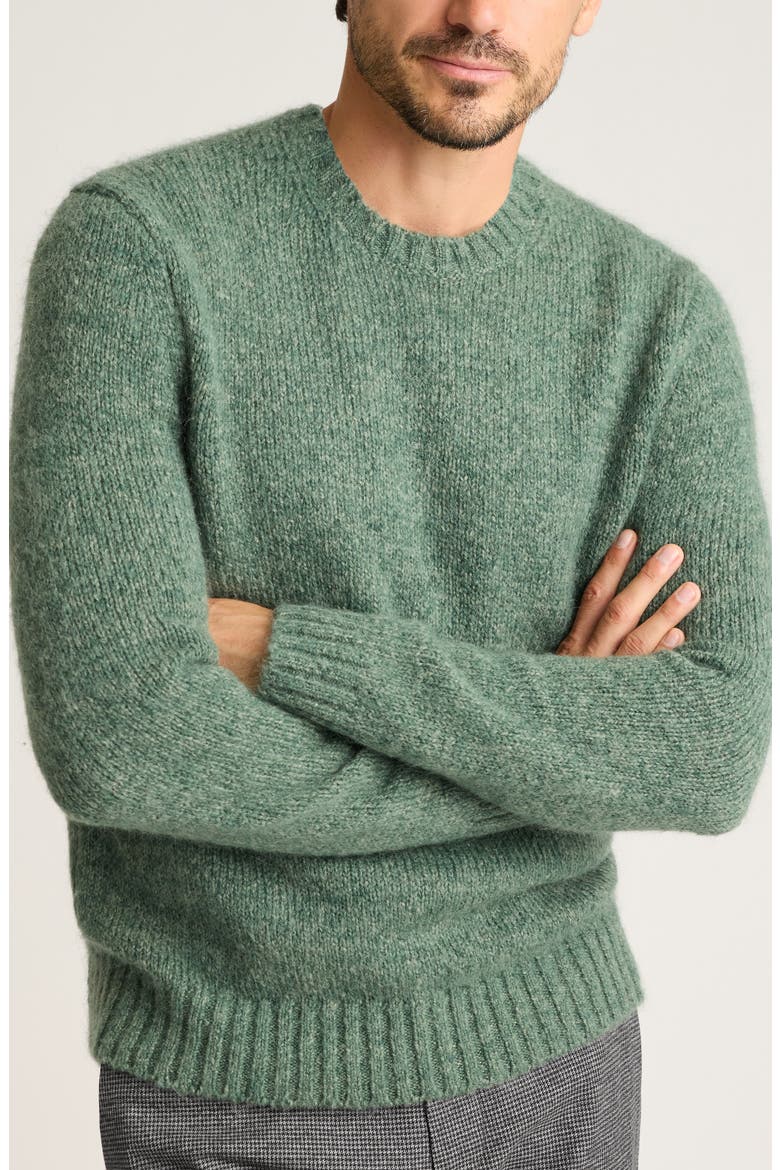 Luxe Mohair & Wool Blend Crewneck Sweater, Main, color, GREEN
