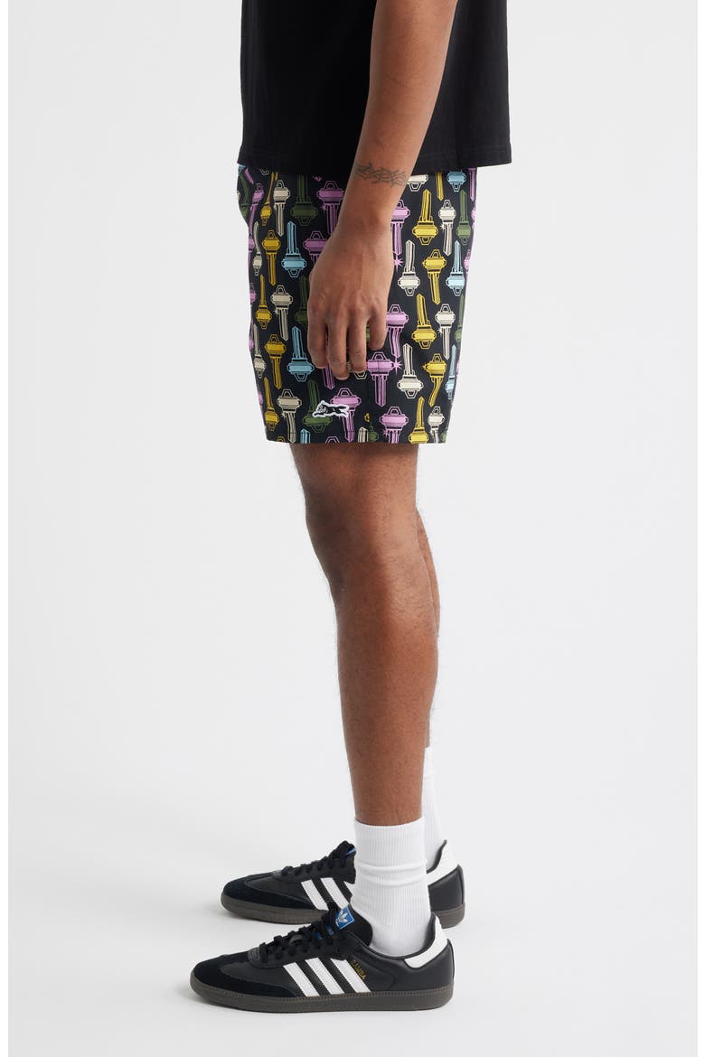 Keys Print Nylon Shorts, Alternate, color, BLACK