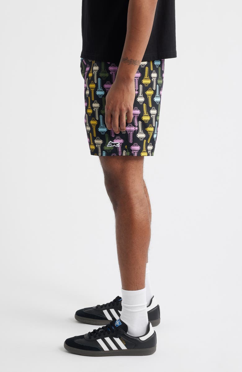 ICECREAM Keys Print Nylon Shorts, Alternate, color, Black
