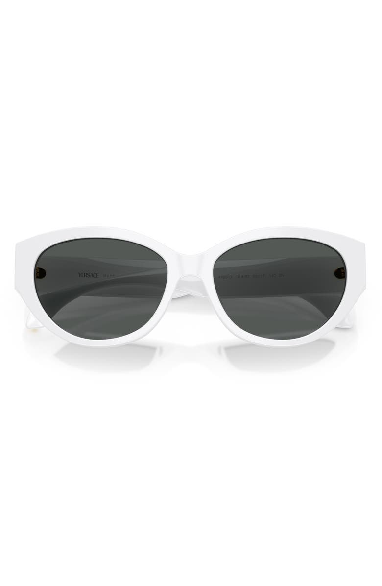 Versace 56mm Gradient Oval Sunglasses, Alternate, color, White/ Dark Grey
