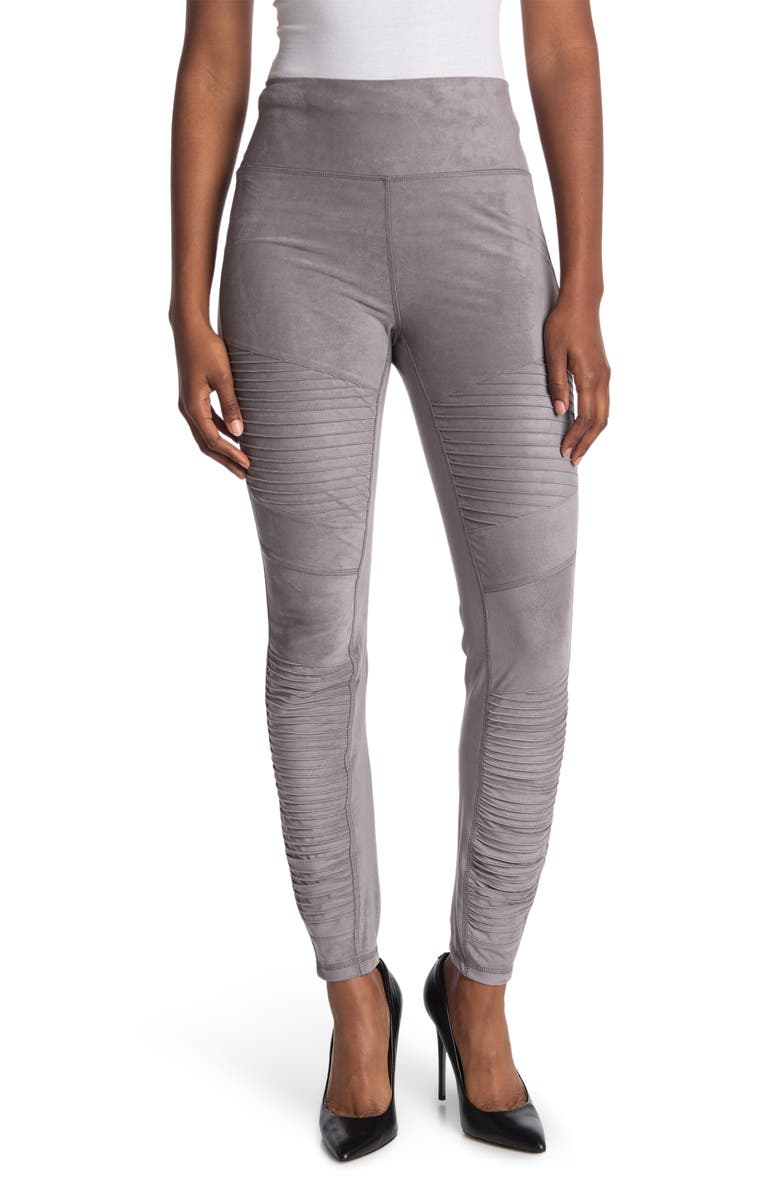 Bagatelle Faux Suede High Waist Moto Leggings, Main, color, 