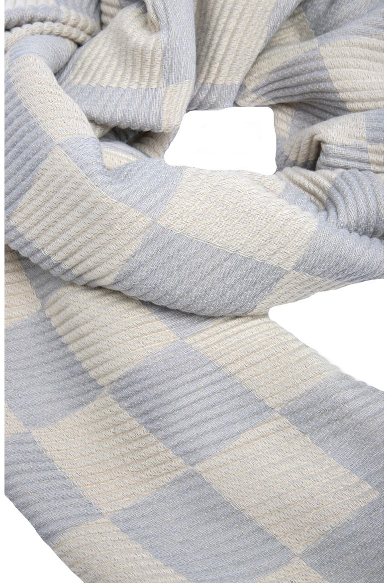 Crinkled Checkered Scarf, Alternate, color, PASTEL BUE