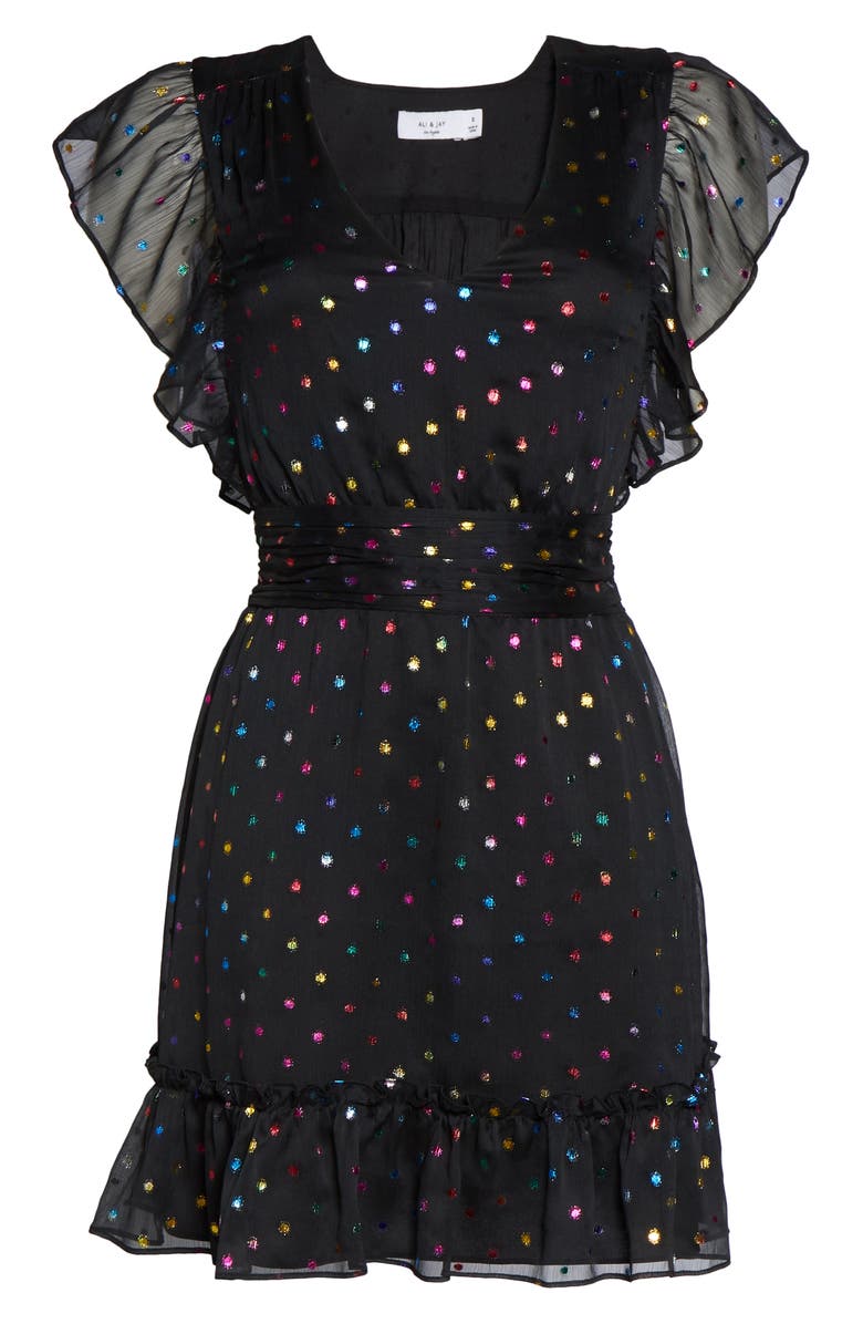 Ali & Jay Night Fever Metallic Clip Dot Minidress, Alternate, color,