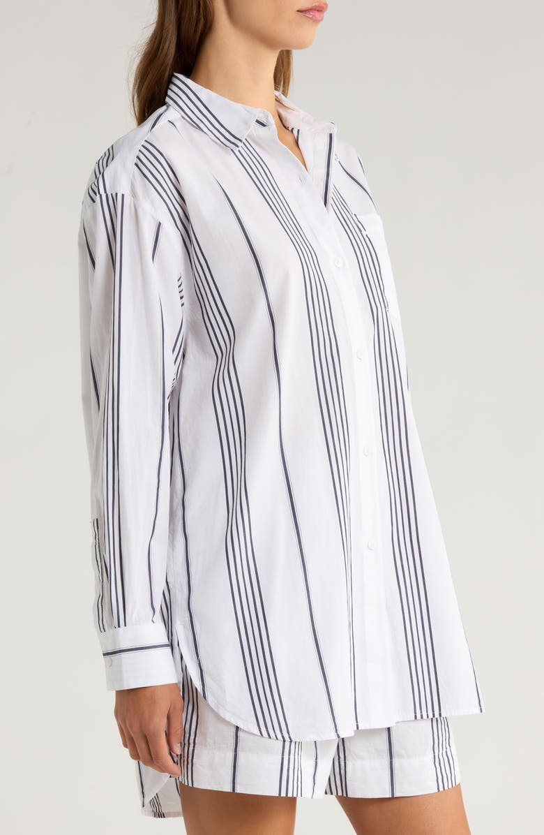 Nordstrom Oversize Stripe Cotton Short Pajamas, Alternate, color, White- Navy Danielle Stripe