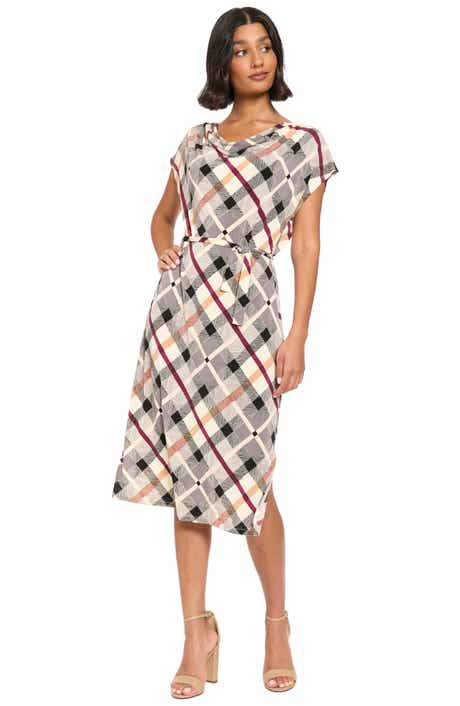 Cowl Neck Belted Midi Dress