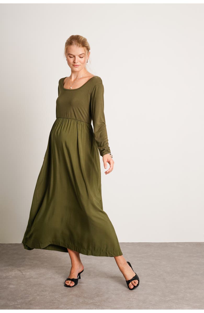 Nom Maternity Maeve Maternity Long Sleeve Dress, Alternate, color, Moss Green