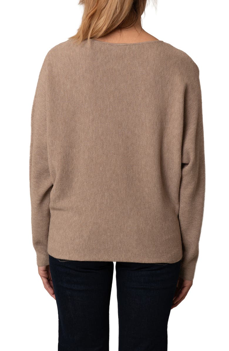 CYRUS Yummy Dolman Waffle Knit Sweater, Alternate, color, Buckskin Heather
