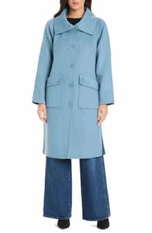 Funnel Neck Wool Blend Coat