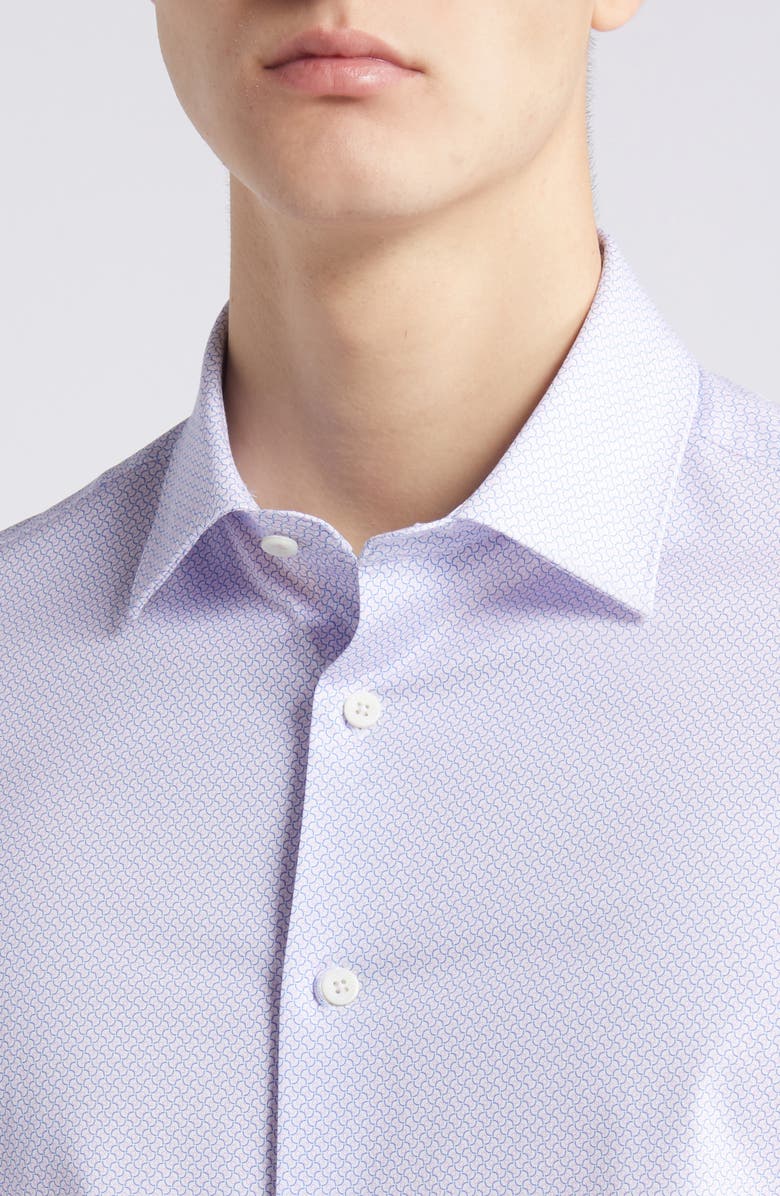 Bugatchi Miles OoohCotton<sup>®</sup> Serpentine Print Short Sleeve Button-Up Shirt, Alternate, color, Pink/Blue