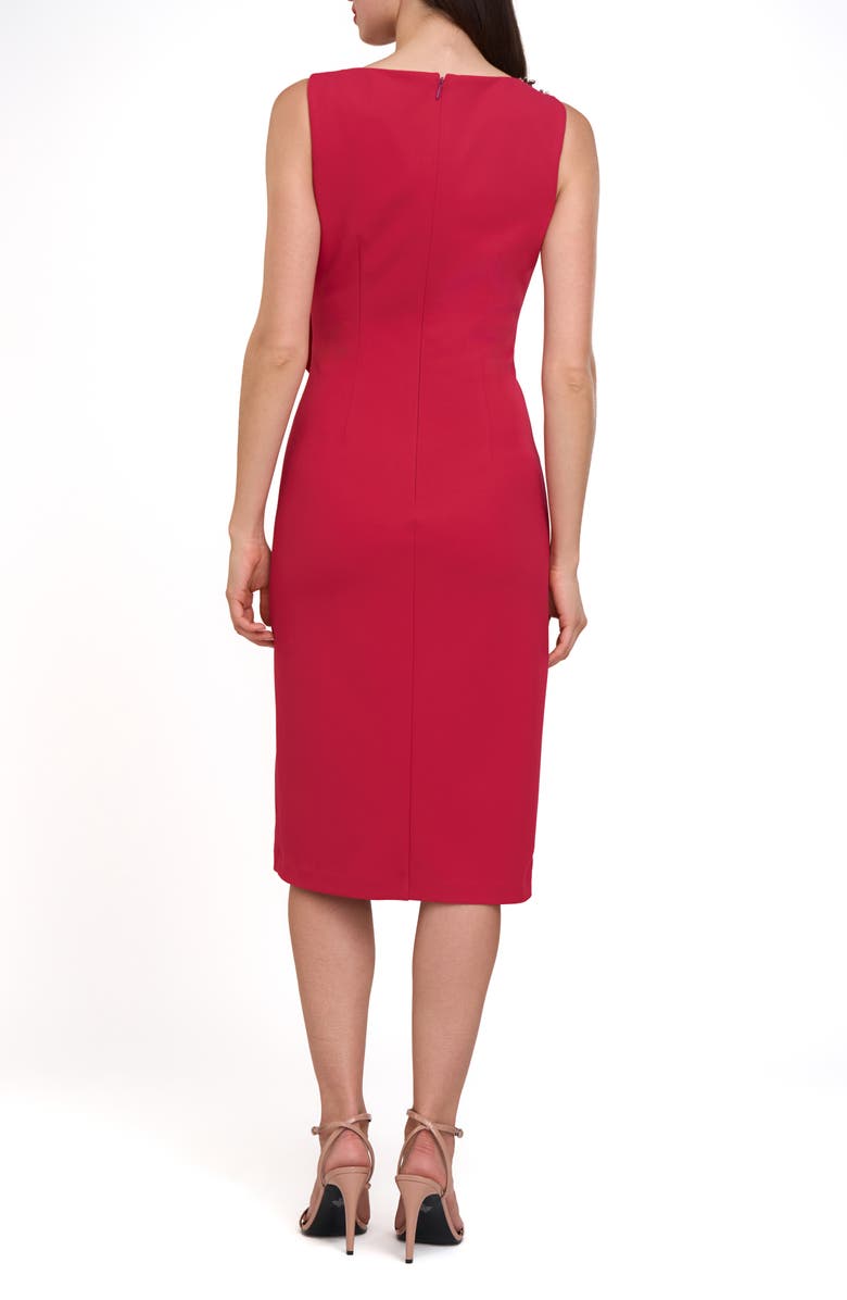 JS Collections Fern Crystal Detail Cascade Ruffle Crepe Cocktail Midi Dress, Alternate, color, 