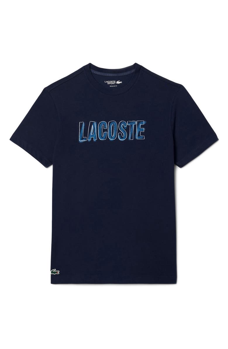 Lacoste Logo Regular Fit Performance Graphic T-Shirt, Alternate, color, Navy Blue