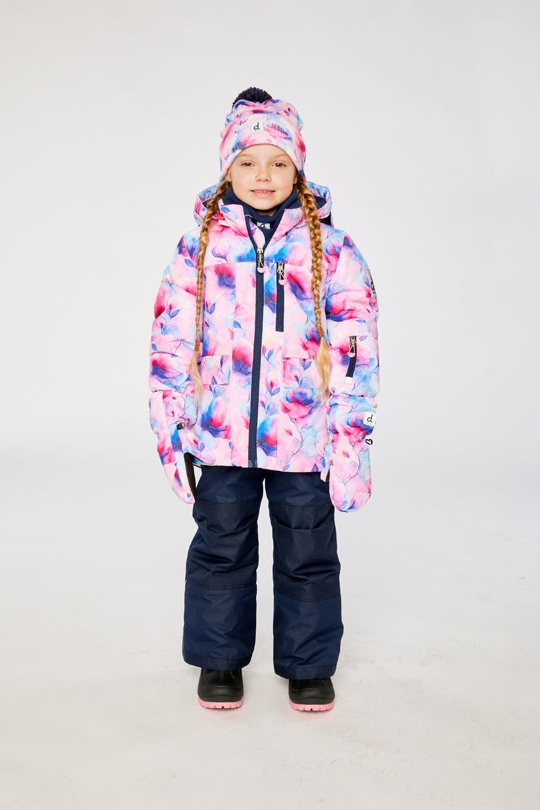 Play Watercolor Floral Jacket & Reinforced Pants Two Piece Snowsuit, Alternate, color, Mauve Watercolor Floral Print