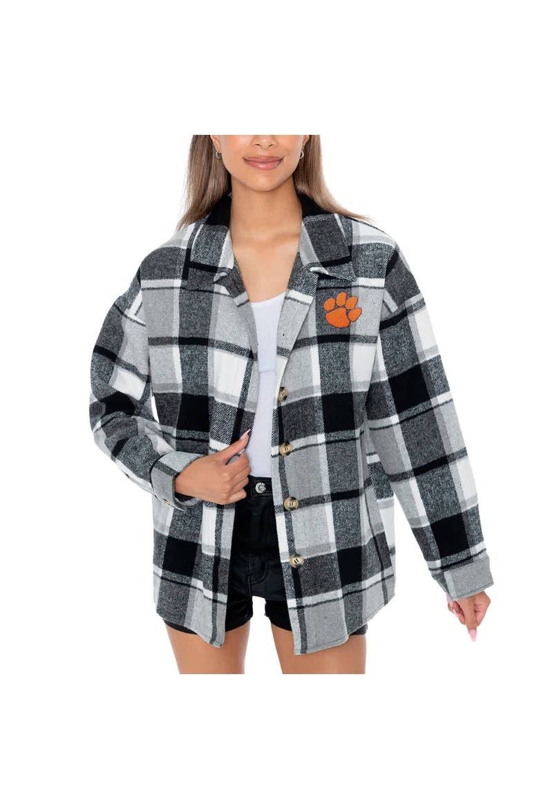 Women's Gameday Couture Gray Clemson Tigers End Zone Game Flannel Button-Up Shirt, Alternate, color, Gray
