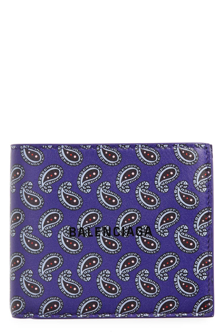 Paisley Leather Wallet, Main, color, NAVY