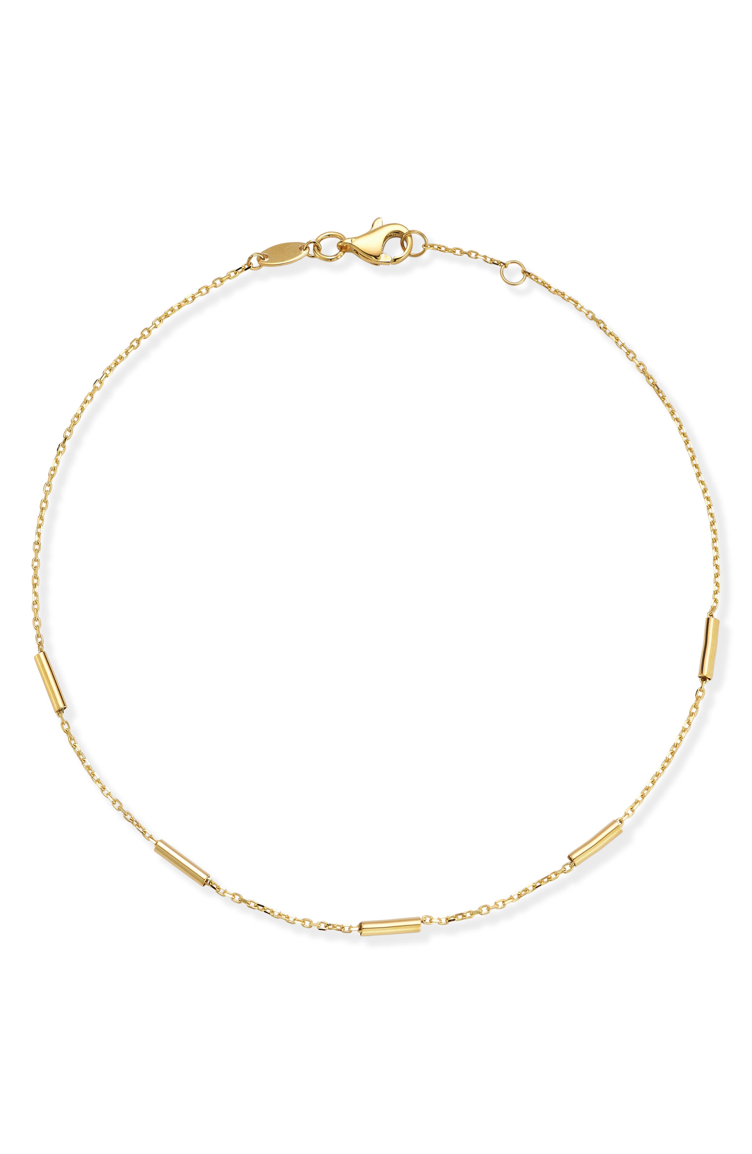 Ember Fine Jewelry 14K Gold Bar Station Anklet