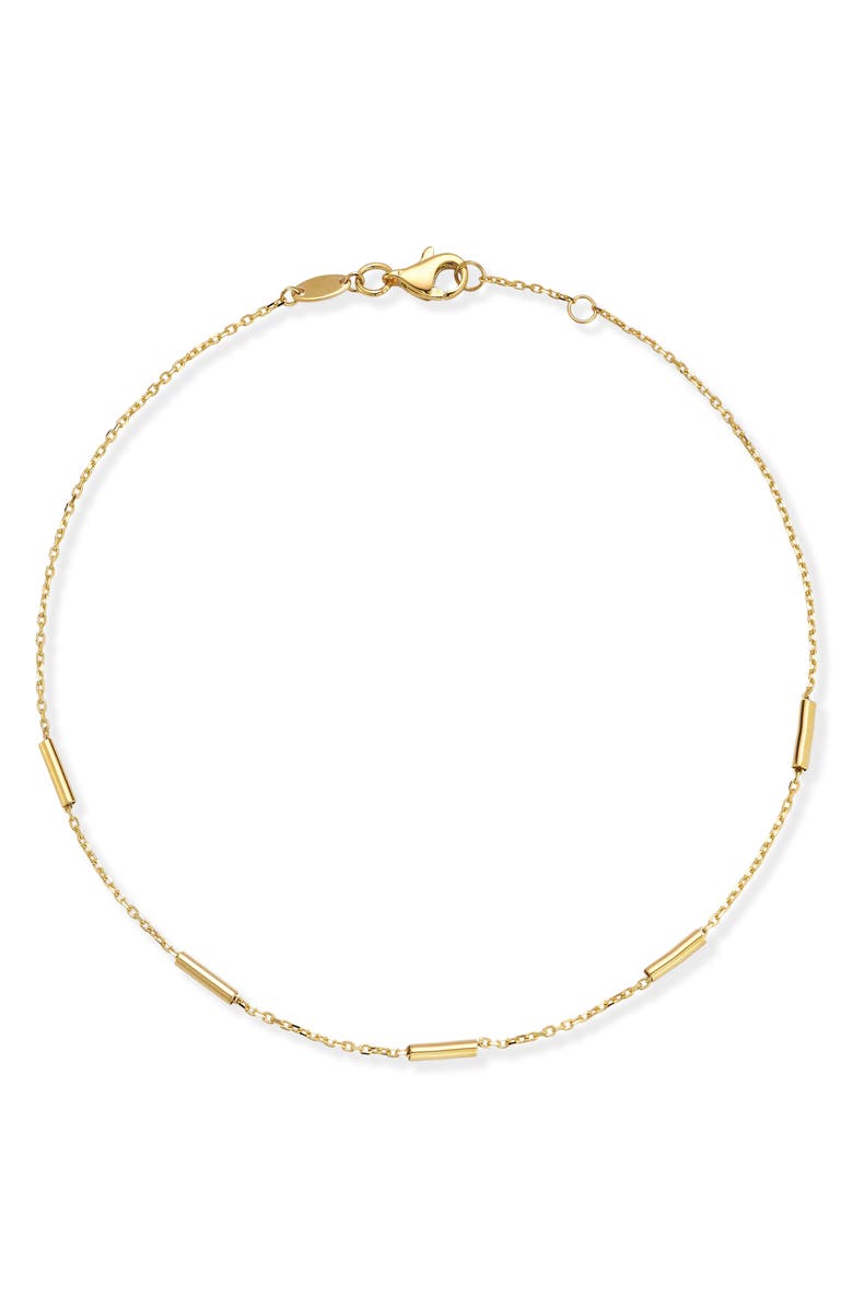 Ember Fine Jewelry 14K Gold Bar Station Anklet, Main, color, Gold